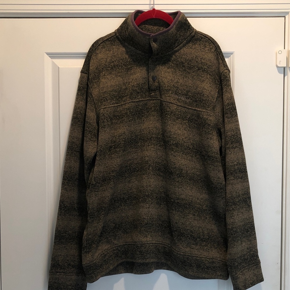 Eddie Bauer Men's Turtleneck Sweater in Brown and Black, 2XL, 3 Button